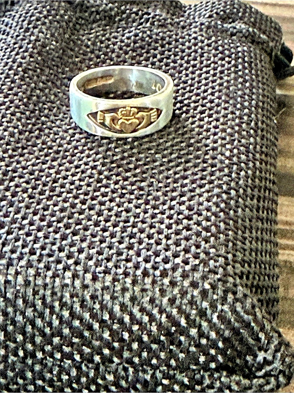 TJH Sterling Silver and 10K Gold Hand and Heart Claddagh Ring - Size 6 # 398
